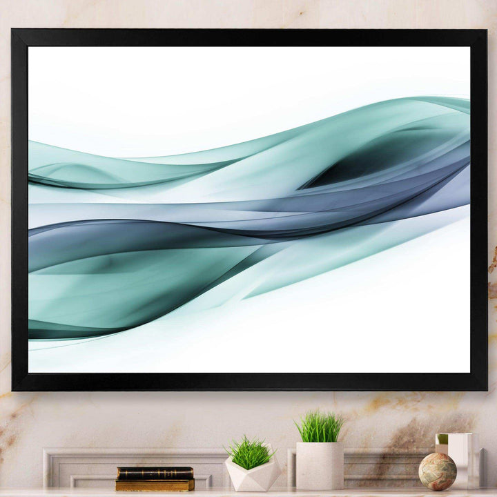 Fractal Lines Grey Blue - Modern Living Room Wall Decor