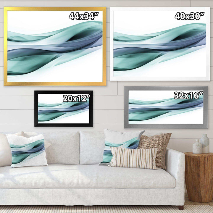 Fractal Lines Grey Blue - Modern Living Room Wall Decor