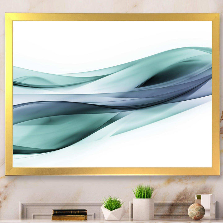 Fractal Lines Grey Blue - Modern Living Room Wall Decor