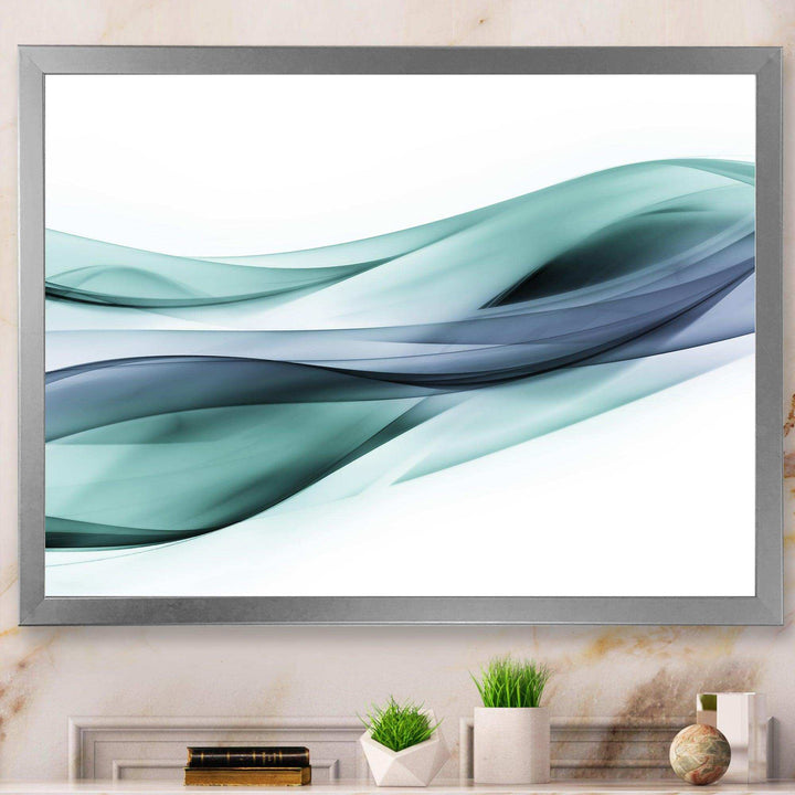 Fractal Lines Grey Blue - Modern Living Room Wall Decor