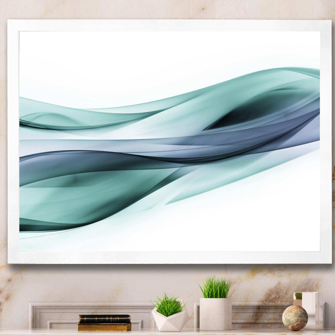 Fractal Lines Grey Blue - Modern Living Room Wall Decor