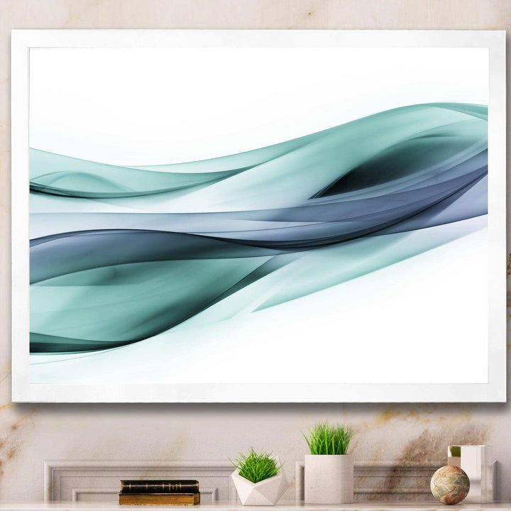 Fractal Lines Grey Blue - Modern Living Room Wall Decor