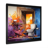 Abstract Harmony Toilet Framed Print Vibrant Black - 1.5"Width