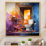 Abstract Harmony Toilet Framed Print Vibrant Black - 1.5"Width