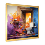 Abstract Harmony Toilet Framed Print Vibrant Gold - 1.5"Width