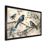 Four Vintage Blue Birds On A Branch IV