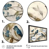 Four Vintage Blue Birds On A Branch IV