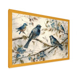 Four Vintage Blue Birds On A Branch IV