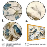 Four Vintage Blue Birds On A Branch IV