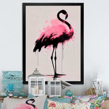 Watercolour Silhouette Of Pink And Black Flamingo I