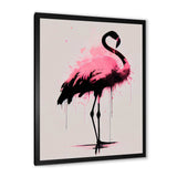 Watercolour Silhouette Of Pink And Black Flamingo I