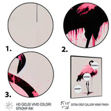 Watercolour Silhouette Of Pink And Black Flamingo I