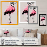 Watercolour Silhouette Of Pink And Black Flamingo I