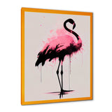 Watercolour Silhouette Of Pink And Black Flamingo I