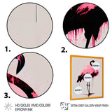 Watercolour Silhouette Of Pink And Black Flamingo I