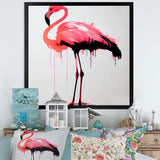 Watercolour Silhouette Of Pink And Black Flamingo II