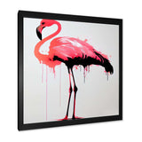 Watercolour Silhouette Of Pink And Black Flamingo II