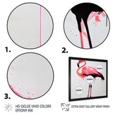 Watercolour Silhouette Of Pink And Black Flamingo II