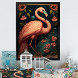 Vintage Pink Flamingo With Roses