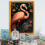 Vintage Pink Flamingo With Roses