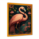 Vintage Pink Flamingo With Roses