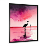 Watercolour Silhouette Of Pink And Black Flamingo III