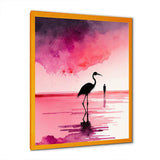 Watercolour Silhouette Of Pink And Black Flamingo III