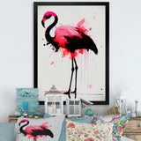 Watercolour Silhouette Of Pink And Black Flamingo IV