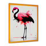 Watercolour Silhouette Of Pink And Black Flamingo IV