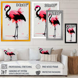 Watercolour Silhouette Of Pink And Black Flamingo IV