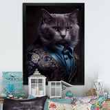 Stylish Cat In Fancy Blue Fashion Design I