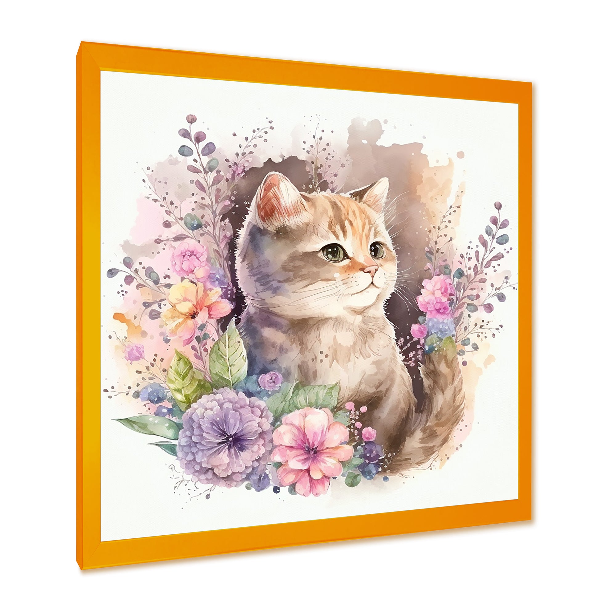 Little Kitten Surrounded By Colorful Flowers II