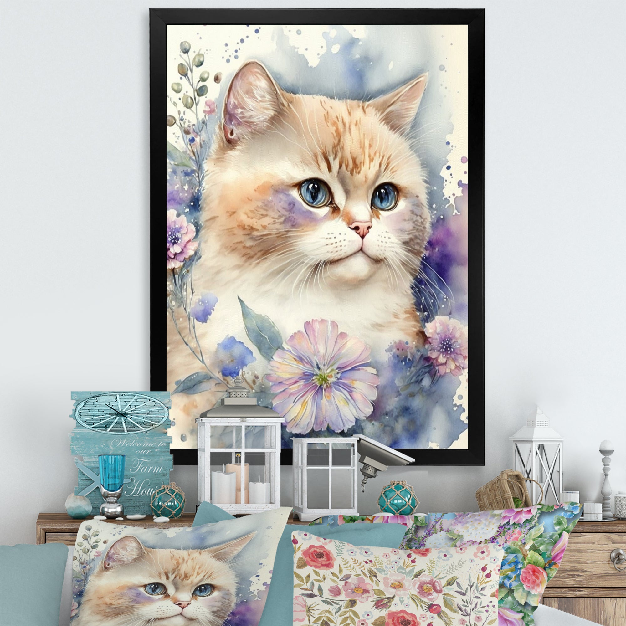 Little Kitten Surrounded By Colorful Flowers III