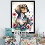 Dachshund Surrounded By Flowers I