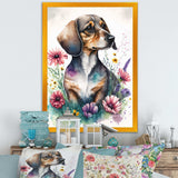 Dachshund Surrounded By Flowers I