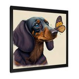 Cartoon Of Bachshund With Butterfly