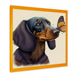 Cartoon Of Bachshund With Butterfly