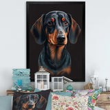 Portrait Of  Black And Brown Dachshund