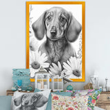 Black Dachshund With White Flowers I