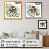 Cute Watercolor Dachshund With Flowers III