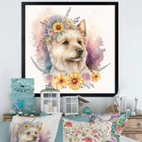 Cute Yorkshire Dog With Flowers III