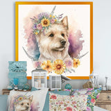 Cute Yorkshire Dog With Flowers III