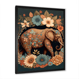 Retro Elephant Surrounded By Flowers I