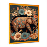 Retro Elephant Surrounded By Flowers I