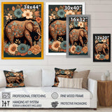 Retro Elephant Surrounded By Flowers I