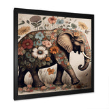 Retro Elephant Surrounded By Flowers II