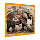 Retro Elephant Surrounded By Flowers II