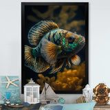 Tropical Blue Fish In Shades Of Blue And Orange V