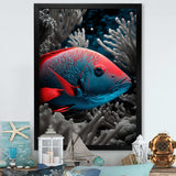 Mysterious Tropical Fish In Blue And Red V