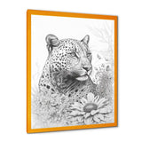 Black And White Leopard In The Jungle Flowers II